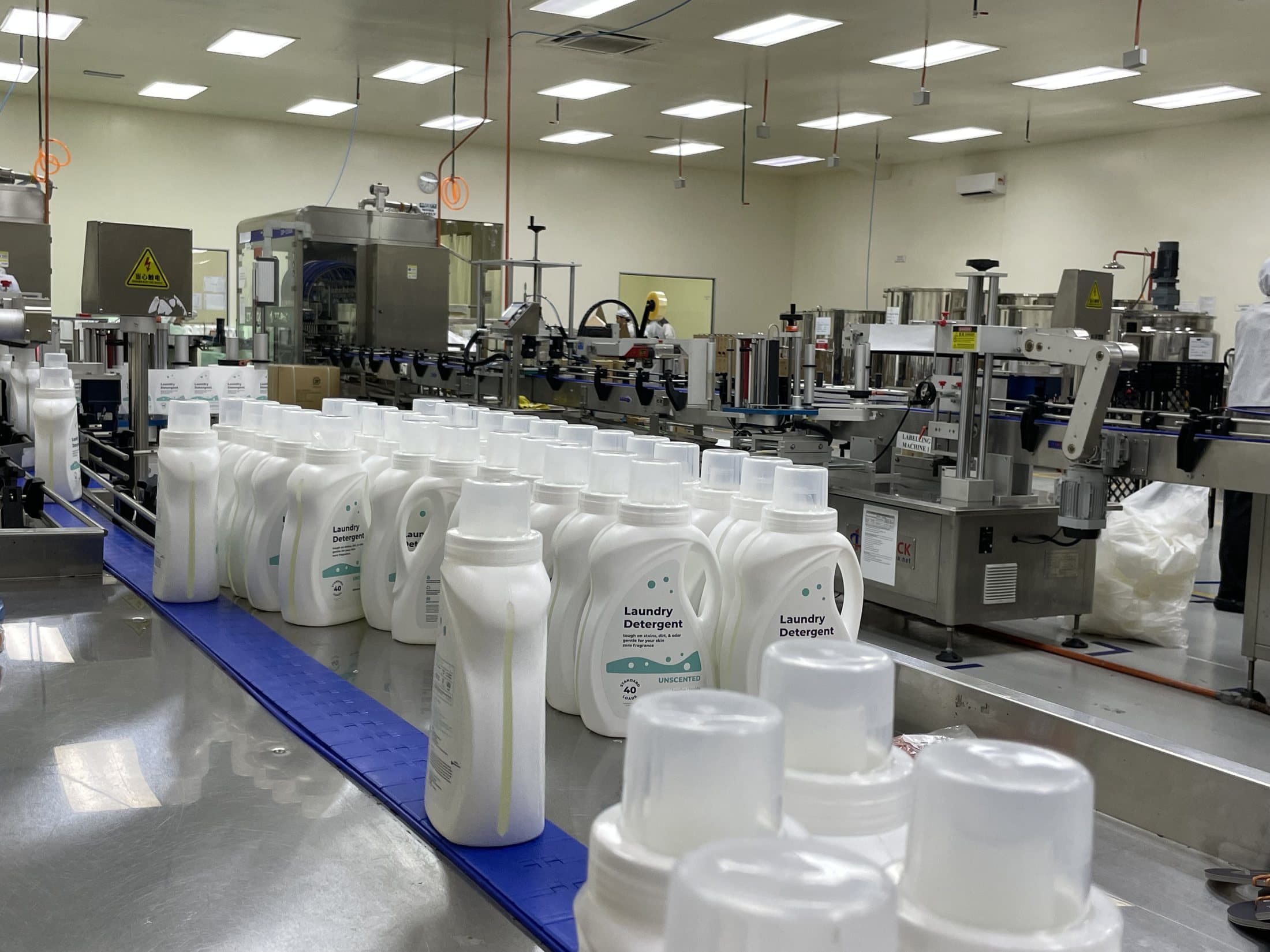 Private label bottles on the filling line